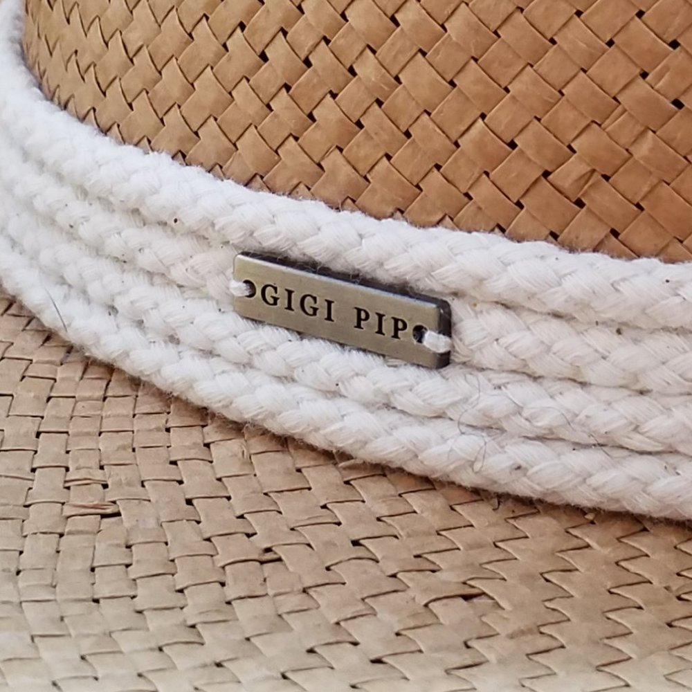 GIGI PIP Bre Porkpie Natural Woven Straw Hat, Size 57 - Picture 7 of 8
